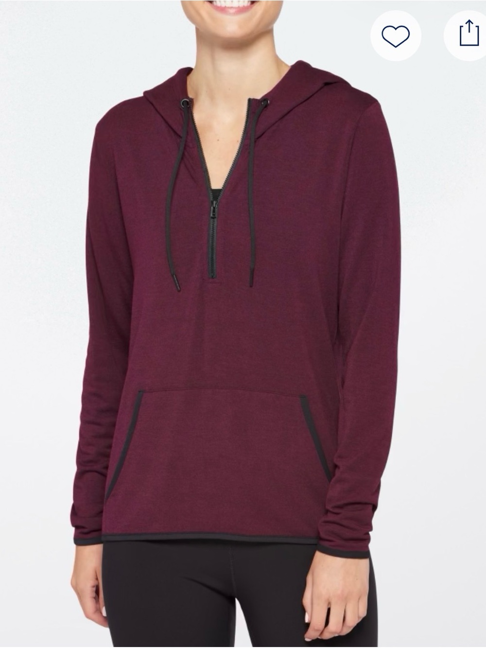 Threads 4 Thought Burgundy Half-Zip Hoodie Sweatshirt